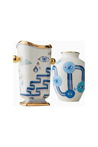 Jonathan Adler Sürreal Ilhamlı Porselen, Dekoratif Heykelsi Tasarım Vazo Beyaz