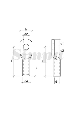 Simpa Skp-e/035-m08/sd Ekonomik Tip Kablo Pabucu Standart Delik 35mm2 M8 - 200 Adet