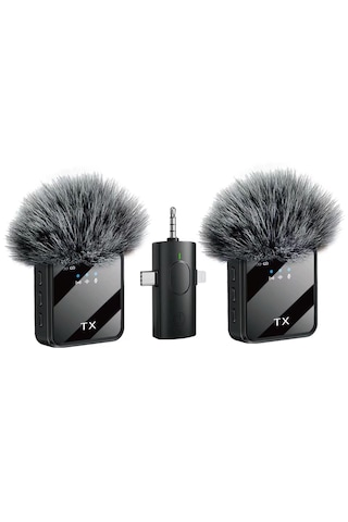 F11-2 Kablosuz Kaliteli Profesyonel Yaka Mikrofonu Tüylü