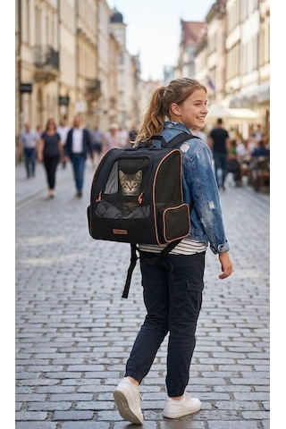 Missidea Brave Paws Piramit Xl Havalandırmalı Kedi Ve Köpek Taşıma Çantası Seyahat Çantası Siyah