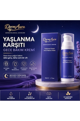 Dermaura Yaşlanma Karşıtı Gece Bakım Kremi Kolajen & Hyaluronik Asit 50 Ml