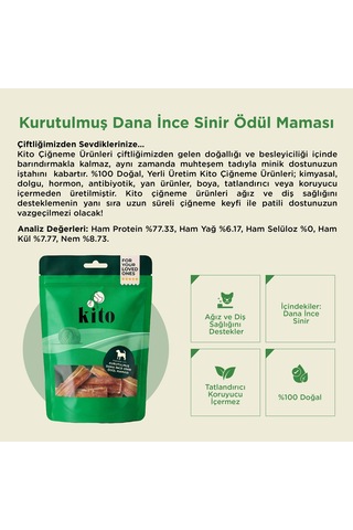 Kito Dana İnce Sinir Çiğnemelik Doğal Glutensiz Organik Köpek Ödül Maması 100 G