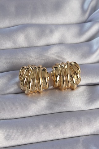 Pirinç Gold Renk Tırtıklı Bombe Model Küpe - Ebj270706w25250 Diğer