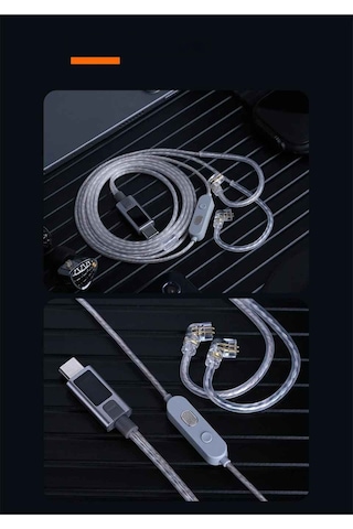 Type-c M2 Gümüş Dac Kulaklık Kablosu 3 Ekolayzer Mod Çift Mikrofonlu