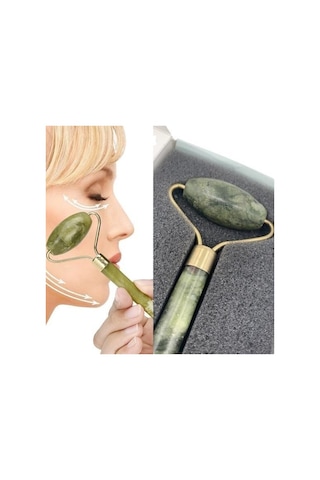9043846271952 - Buffer Özel Süngerli Kutusunda Kırılmaz Çift Taraflı 2li Cilt Yüz Masaj Aleti Jade Roller Yeşim Taş