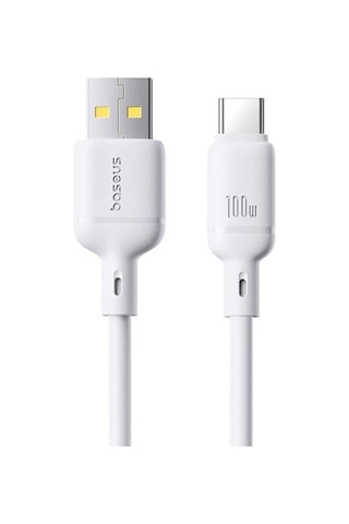 Baseus Silky Series Usb To Type-c 100w Hızlı Şarj Kablosu 1m - Beyaz