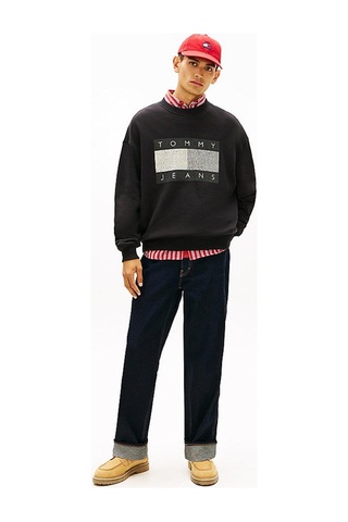 Tommy Hilfiger Tjm 90s Distressed Logolu Sweatshirt-13145 Siyah
