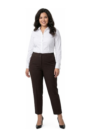 Kübra Kadın Kumaş Bilek Pantolon Bel Yarım Lastikli Bgl-st05389 Kahve