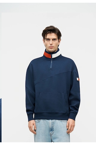 Tommy Hilfiger Yarım Fermuar Dik Yaka Sweatshirt Lacivert