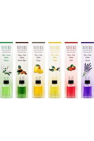 Niyebu Ortam Ve Bambu Kokusu 50ml 3-çubuklu Cam Şişe Mix Koku - 24'li Paket Diğer