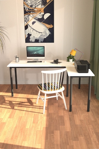 Viva L Çalışma Masası Bilgisayar Masası Ofis Masası 150x55 Beyaz