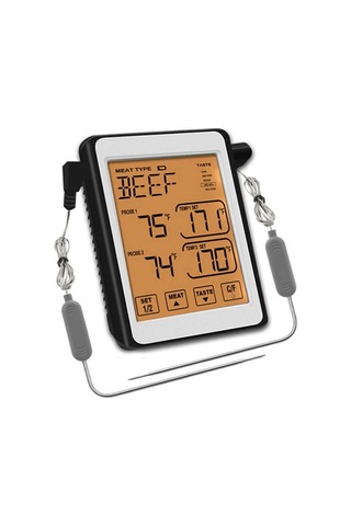 Sones Ch-212 Çift Prob Renkli Ekran Akıllı Alarm Izgara Mutfak Termometresi, Renk: Turuncu Arka Aydınlatma