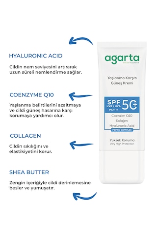 Agarta Collagen İçerikli Yüz Güneş Kremi SPF50+ 50 ML