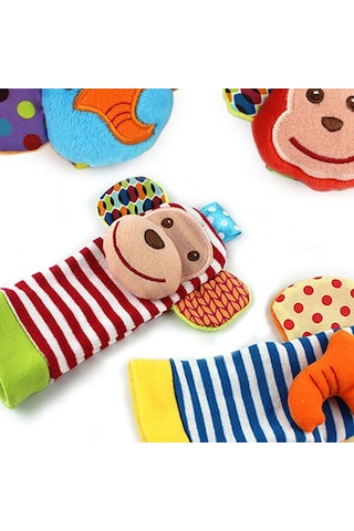 Sozzy Toys szy118 Sevimli Hayvanlar Çıngıraklı Çorap Ve Bileklik Çok Renkli