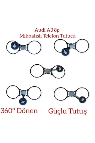 Audi A3 Uyumlu 8p 2004-2012 Audi Logolu Mıknatıslı Telefon Tutucu
