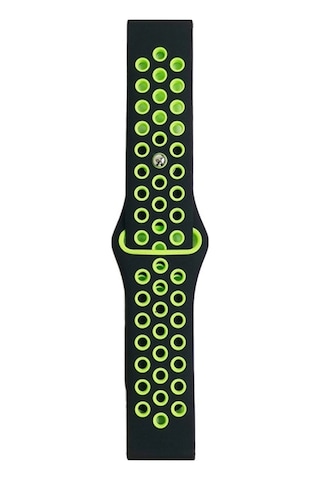 Watch 20mm Spor Delikli Kordon - Siyah-yeşil Diğer