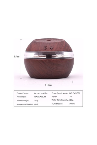Teltree Usb Nemlendirici Aromaterapi Makinesi 300ml 3w Led Gece Lambası Koyu Ahşap Desenli Ev Ofis Kullanıma Uygun Yx-002
