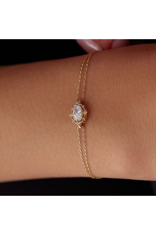 14 Ayar Altın Vintage Bileklik 17+2 Cm Yeni T14293 Renkli