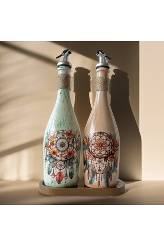 Düşkapanı Desenli Sunum Stantlı 2'li 750 Ml Yağlık Sirkelik