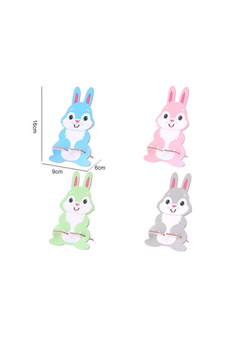 Tenfowee Sevimli Tavşan Desenli Ahşap Telefon Ve Tablet Standı - Yeşil Renk