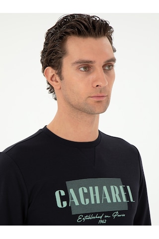 Siyah Regular Fit Bisiklet Yaka Sweatshirt Lacivert