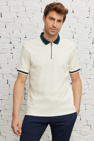 Ac&Co / Altınyıldız Classics Erkek Ekru Lacı Regular Fit Geniş Kesim Polo Yaka Tişört Ekru - Lacivert