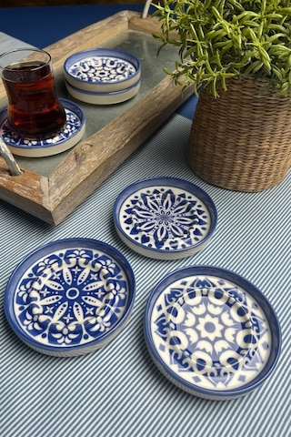Tabak Evi Stoneware Mozaik Blue Sefa 6 Lı Çay Tabağı 10cm Çok Renkli