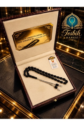 Tesbih Hanesi Ateş Kehribar Tesbih Harfli Kişiye Özel Seri Sıkma Kehribar Tesbih Usta Işi Tesbih Gümüş Kaplama Siyah