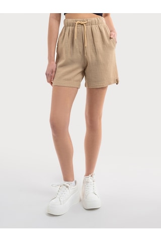 Regular Fit Kadın Şort Bej
