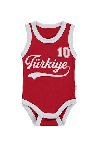 Civil Baby Türkiye Baskılı 0-3 Yaş Çıtçıtlı Badi - Kırmızı