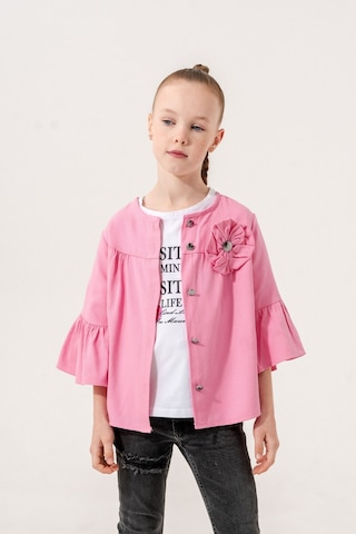 Kız Çocuk Çiçek Gömlekli İkili Kız Takım 3127 Pembe