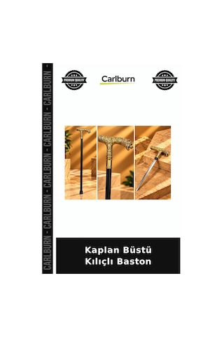 Özel Üretim Kaplan Büstü Kılıçlı Baston Öğe Aksesuar