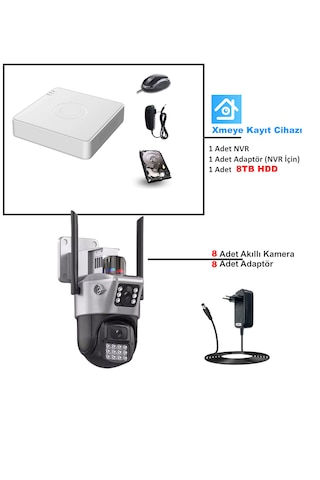 8 Kameralı 8tb Hdd Li Güvenlik Sistemi Hareketli Wifi Xmeye