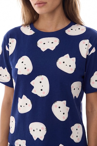 Penti Lacivert Happy Cats Şort Pijama Takımı