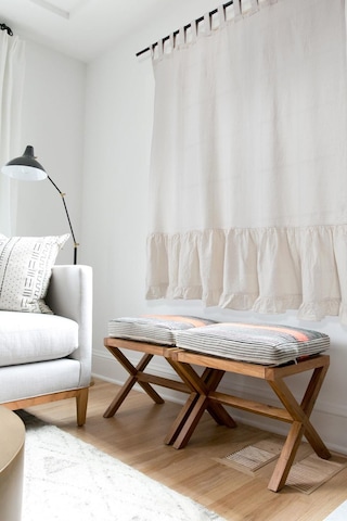 Naturel Fırfırlı Perde Rustik Vintage Krem