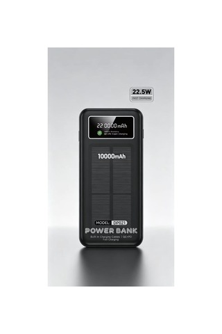 Güneş Enerjisiyle Dolan Powerbank Siyah