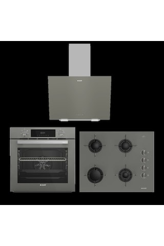 Arçelik AFC 330 G + OCD T 651 EG + ADE 604-1 G Gri Uygun Cam Ankastre Set