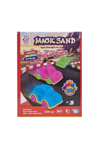 Magıc Sand Renkli Araçlar Kinetik Kum Seti / 500 Gr Araba Kalıplı Oyun Kumu Çok Renkli