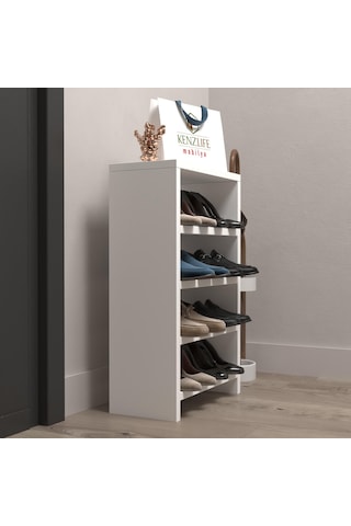 Kenzlife Ayakkabılık Mısri Mat Beyaz Suntalam 065 040 20 Sekiz Çift Ayakkabı Kapasitesi Arkalıksız Beyaz