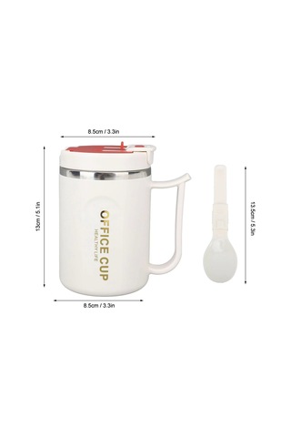 Paslanmaz Çelik Sızdırmaz Kaşıklı Kahve Termosu 500 Ml Beyaz İthal Ürün Çok Renkli