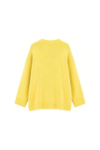 Vadon 1039 Kadın Salaş Yumuşak Dokulu Oversize Basic Triko Kazak Sarı