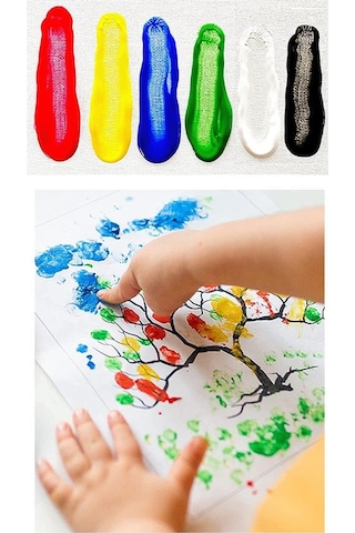 Parmak Boyası 6 Renk 25 Ml 1 Paket 6 Lı Parmak Boya Anasınıfı Okul Öncesi Kreş Etkinlik
