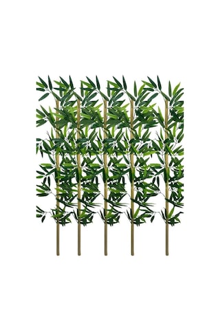 5li Set Yapay Bambu Sopası 12 Yapraklı 110cm Yapay Çiçek Bambu Duvarı Separatör Çiçeği Yapay Çiçek
