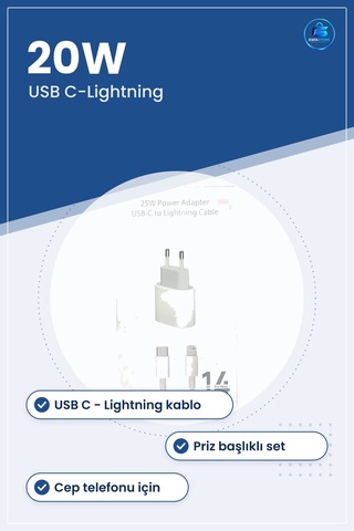 Şarj Aleti 20w Başlık Ve Kablo Seti Usb C Lightning Bağlantılı Ce