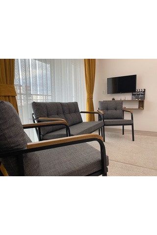 Modern Venüs Balkon, Bahçe, Cafe - Metal Kanepe Koltuk Takımı - 2+1+1 Antrasit Modernsh14 Antrasit