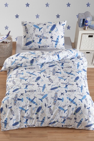 Eponj Home Tek Kişilik Pamuklu Nevresim Takımı 3 Parça Kanatlar Desen Mavi-beyaz / Yumuşak Dokulu Mavi-Beyaz