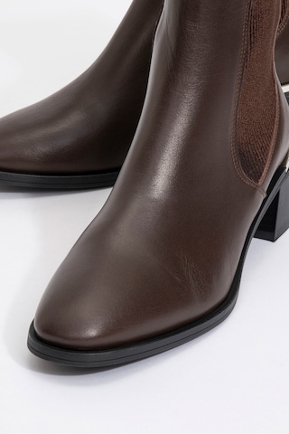 Neiva Kahve Cilt Hakiki Deri Kadın Chelsea Bot Kahverengi Deri