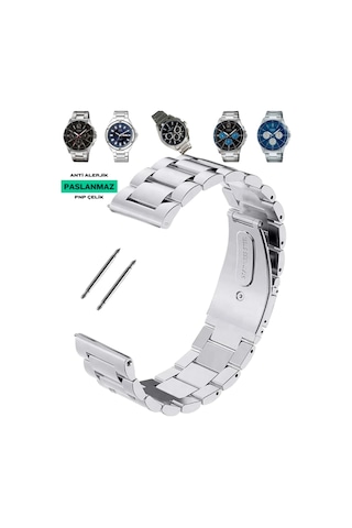 20mm Paslanmaz Çelik Metal Saat Kordonu Suya Dayanıklı, Çelik Pimli, Şık Ve Dayanıklı Diğer