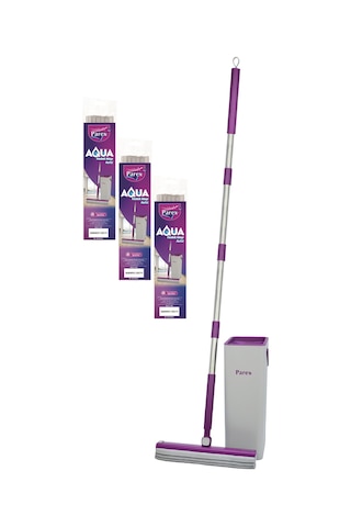 Aqua Mop Temizlik Seti + 3 Adet Yedek Mop Avantaj Paketi
