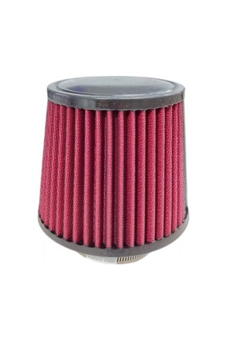 Carub Oto Filtre Performans Hava Filtresi Yüksek Verimli Akışlı Tuning 76mm Girişli Konik 16x15cm Krom Kırmızı